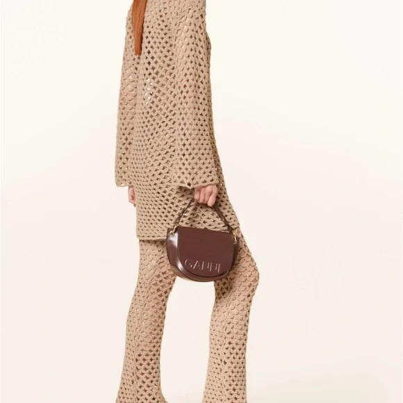 Marlene Birger Welira 100% Wool Crochet Pants Fallen Rock color. - Picture 4 of 12